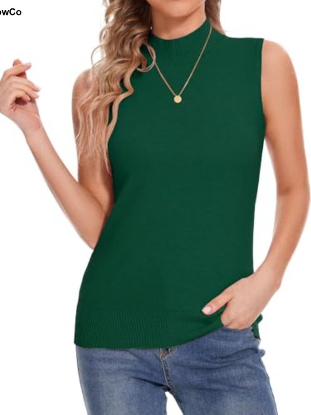 Sleeveless Mock Neck Knit Vest Top Soft Slim Fit Womens Layer